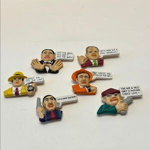 Dick Tracy Cartoon Character Clip On Magnets- Set of Six (6)